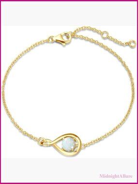 925 Sterling Silver Infinity Birthstone Bracelet Women Link Chain